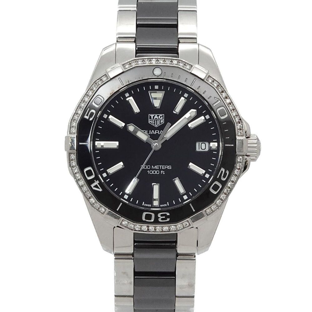 TAG Heuer Aquaracer WAY131G Women's Watch, Diamond Bezel, Date Display, Black...